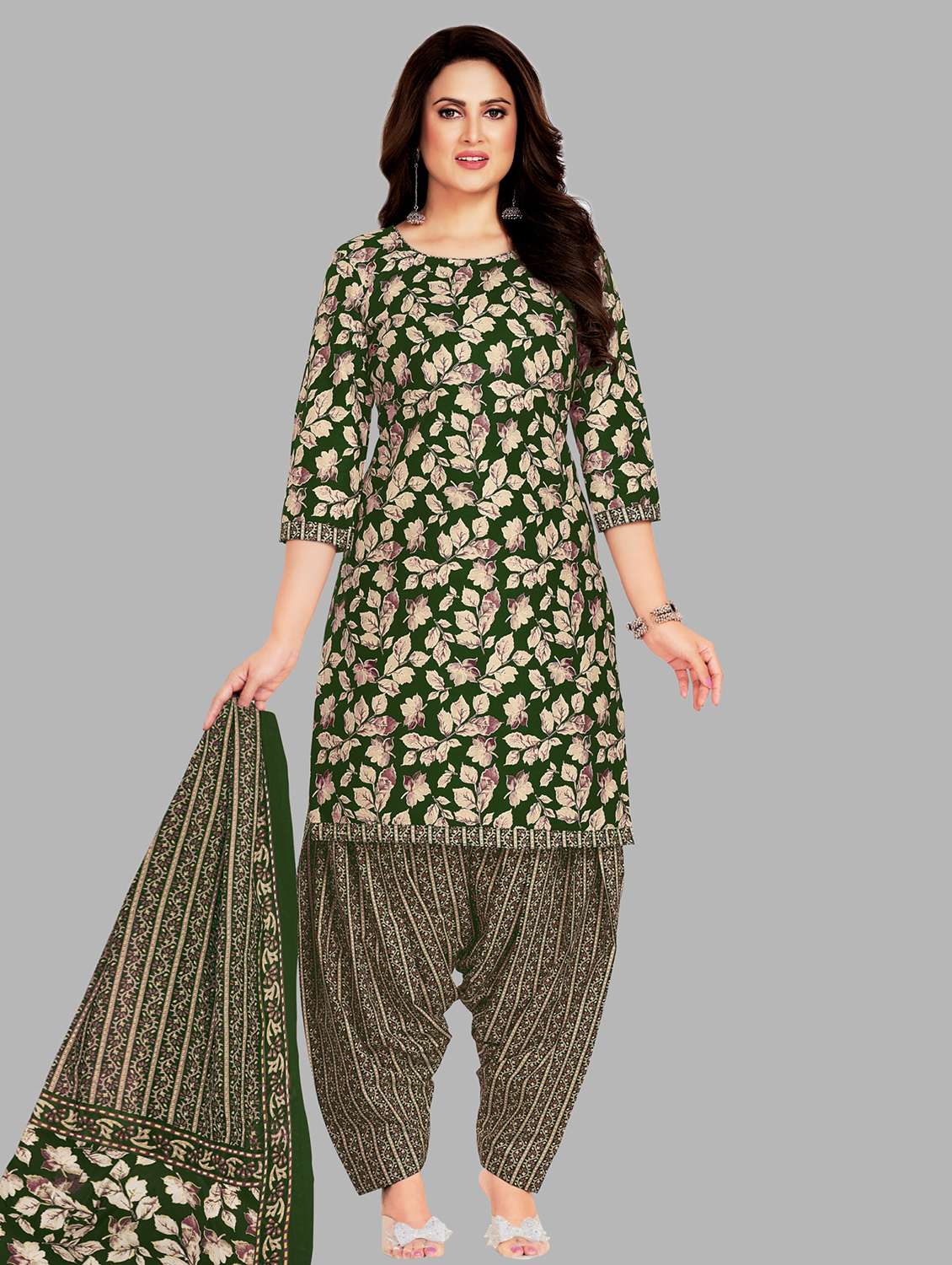 women floral printed unstitched salwar suit set