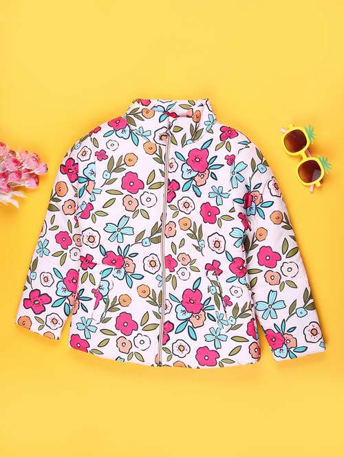 girls printed long sleeve quilted jacket - 22074737 -  Standard Image - 0