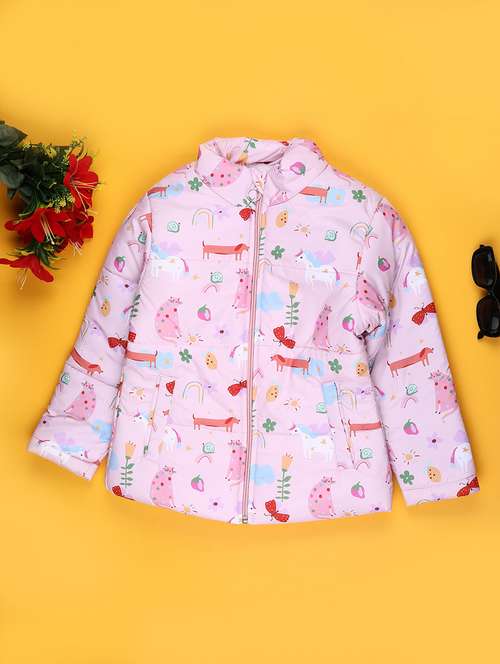 girls printed long sleeve quilted jacket - 22074738 -  Standard Image - 0