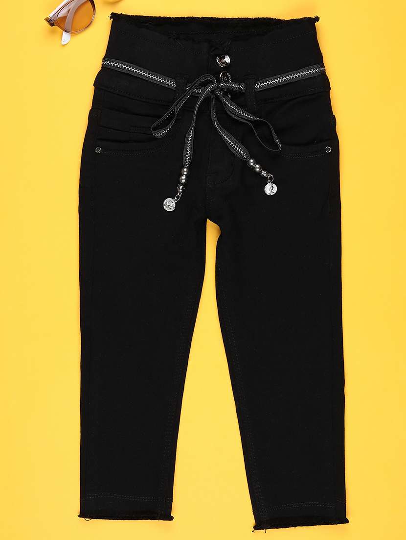 girls plain mid rise slim fit jeans