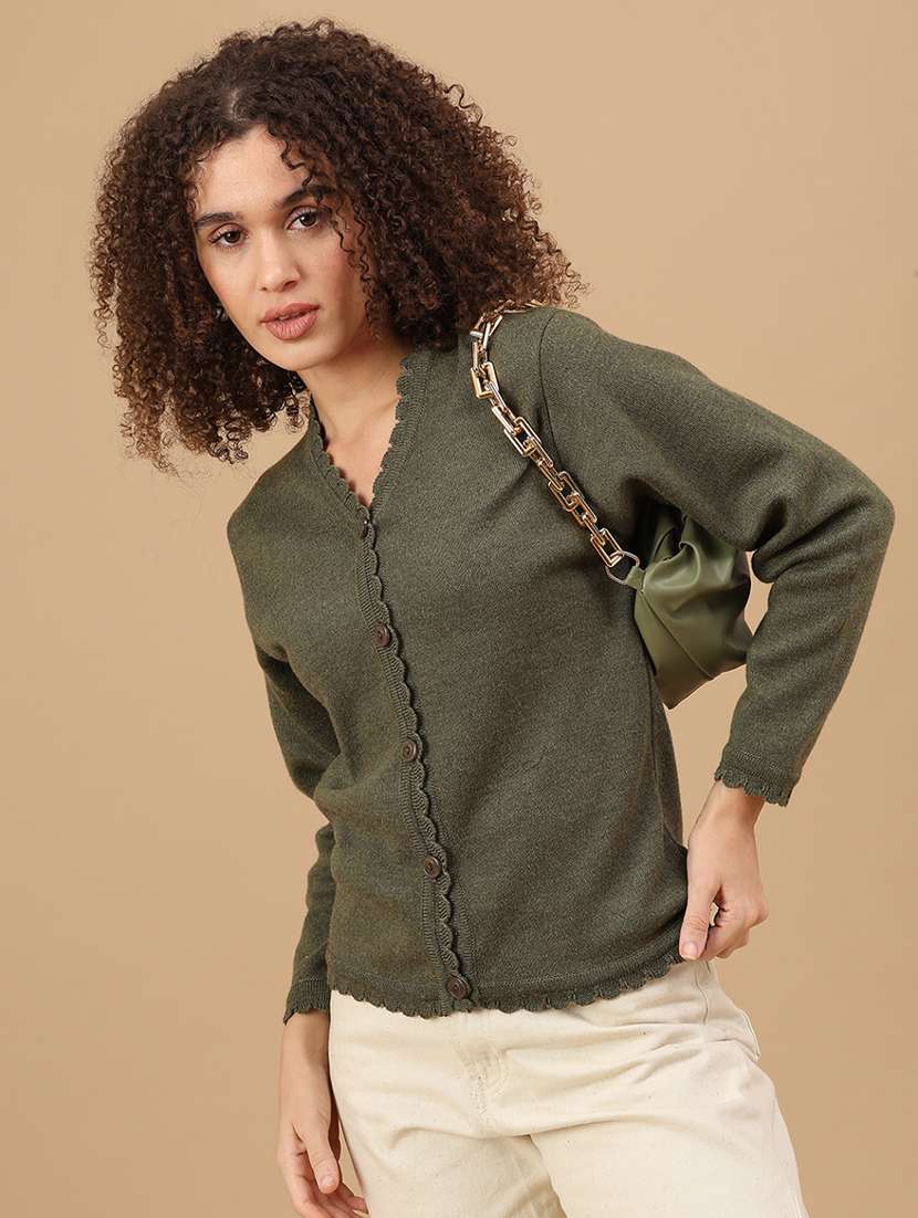 women solid long sleeve cardigan