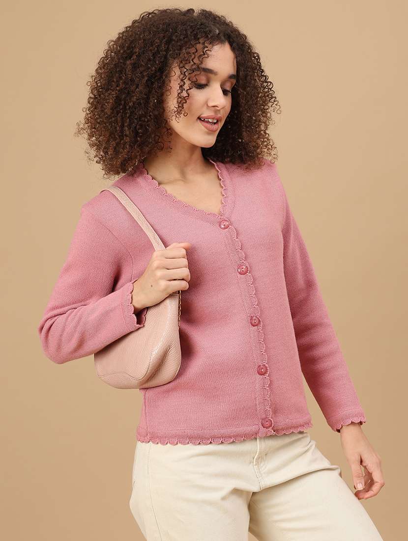 women solid long sleeve cardigan