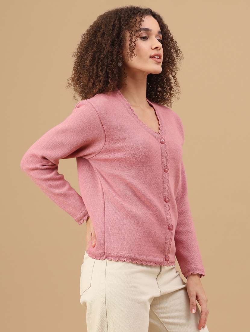 women solid long sleeve cardigan - 22074787 -  Standard Image - 3