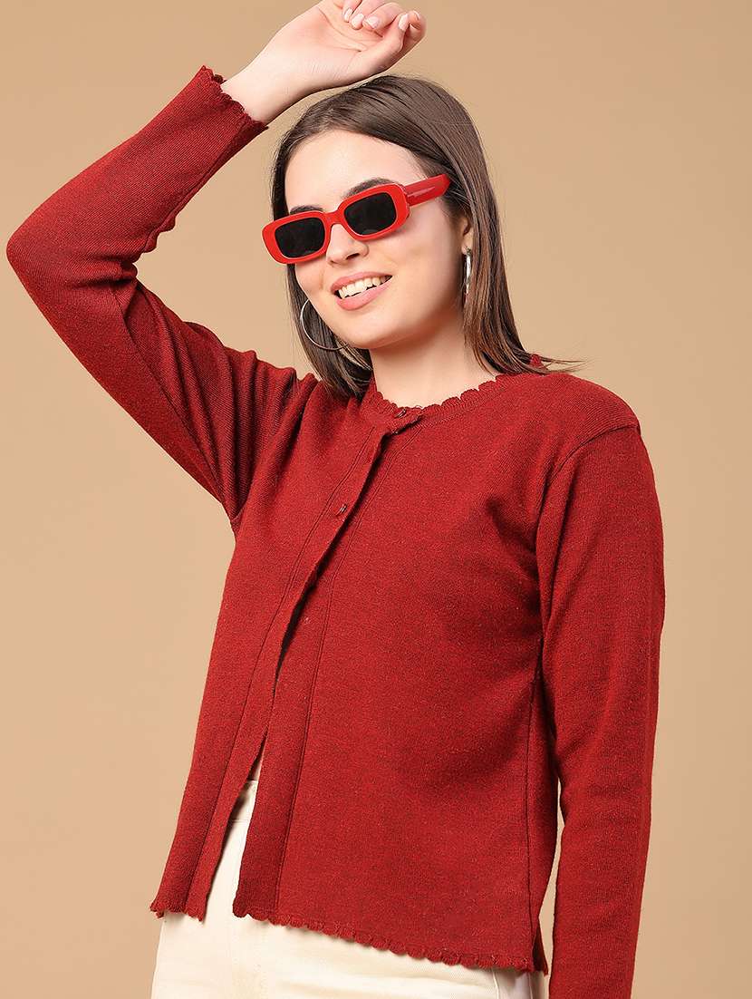 women solid long sleeve cardigan