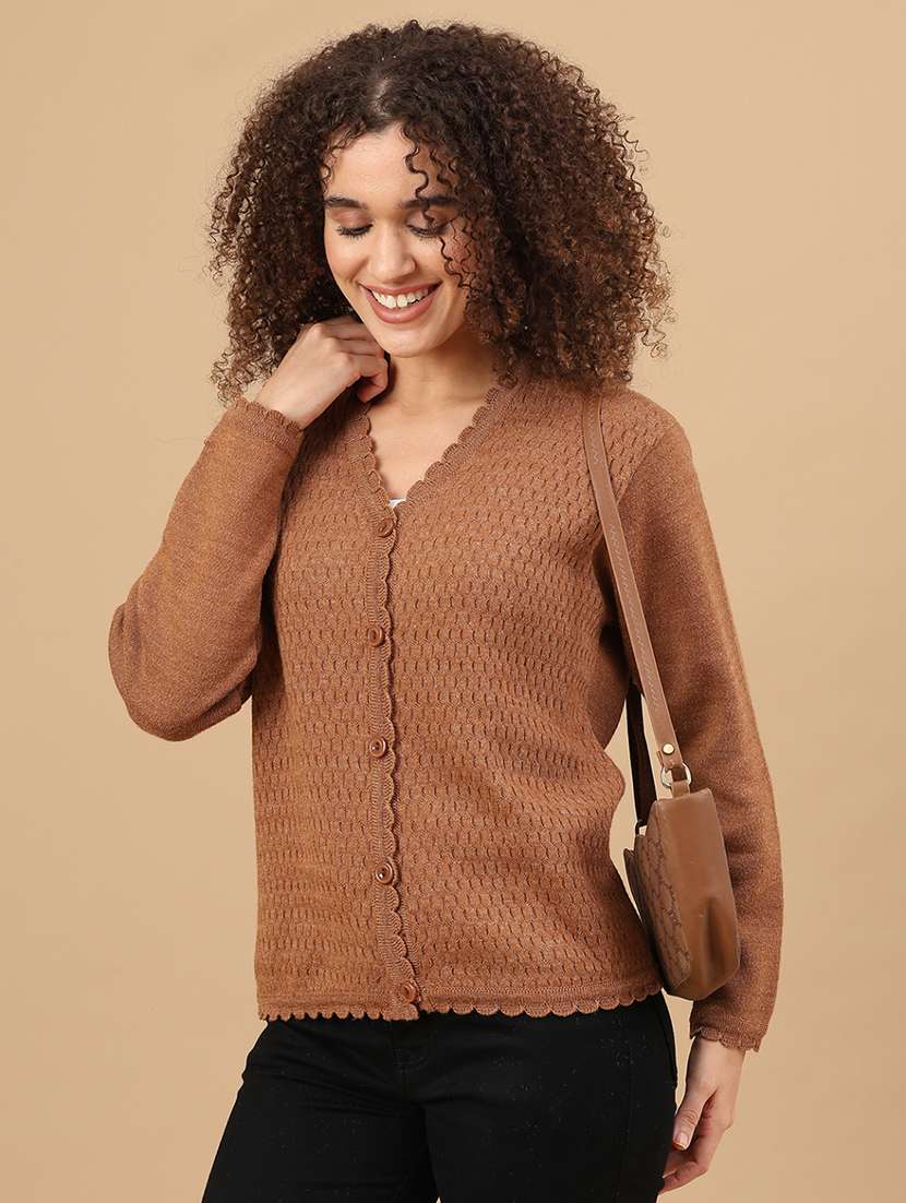 women self design long sleeve cardigan