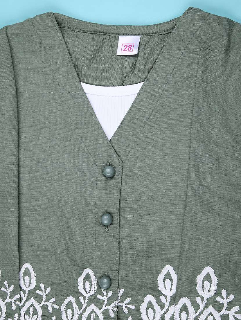 girls solid with work puff sleeve top - 22074873 -  Standard Image - 3