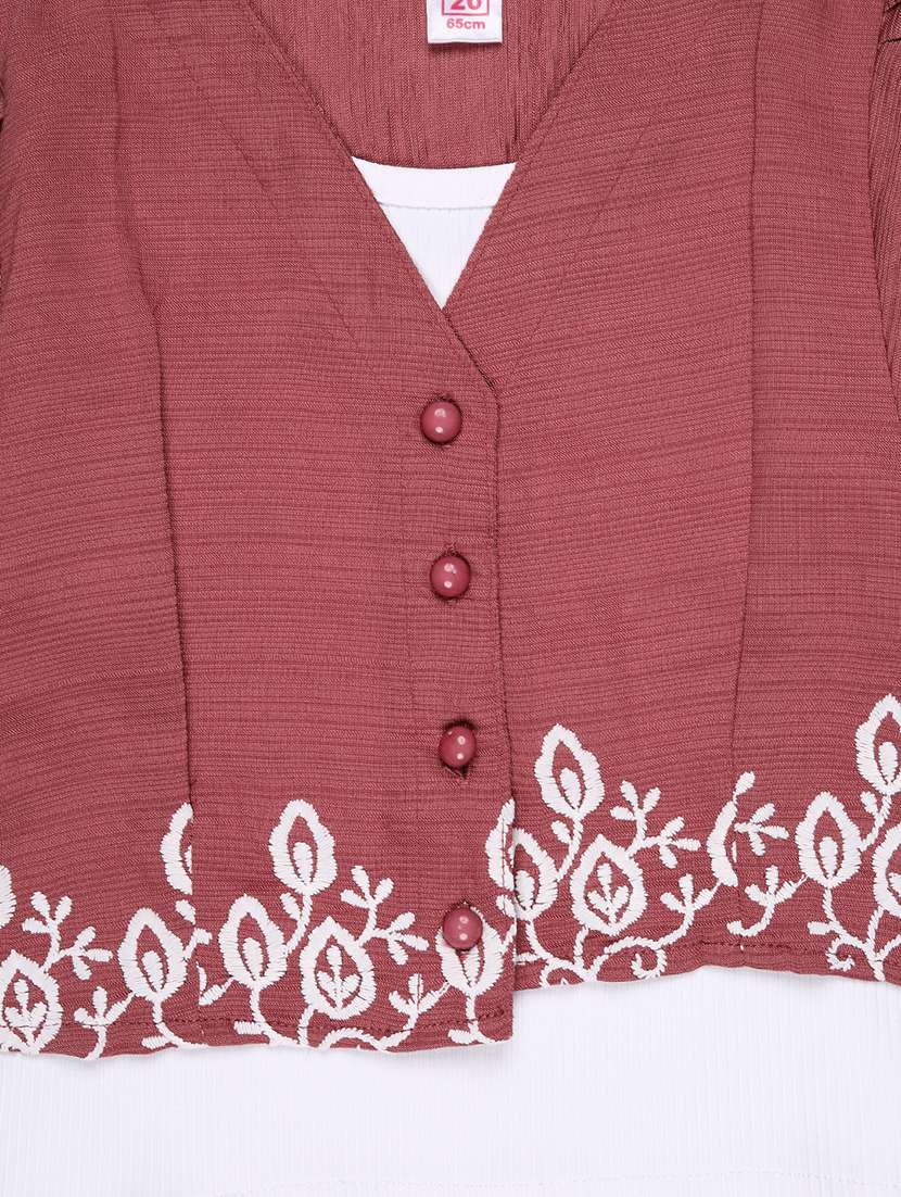 girls solid with work puff sleeve top - 22074875 -  Standard Image - 3