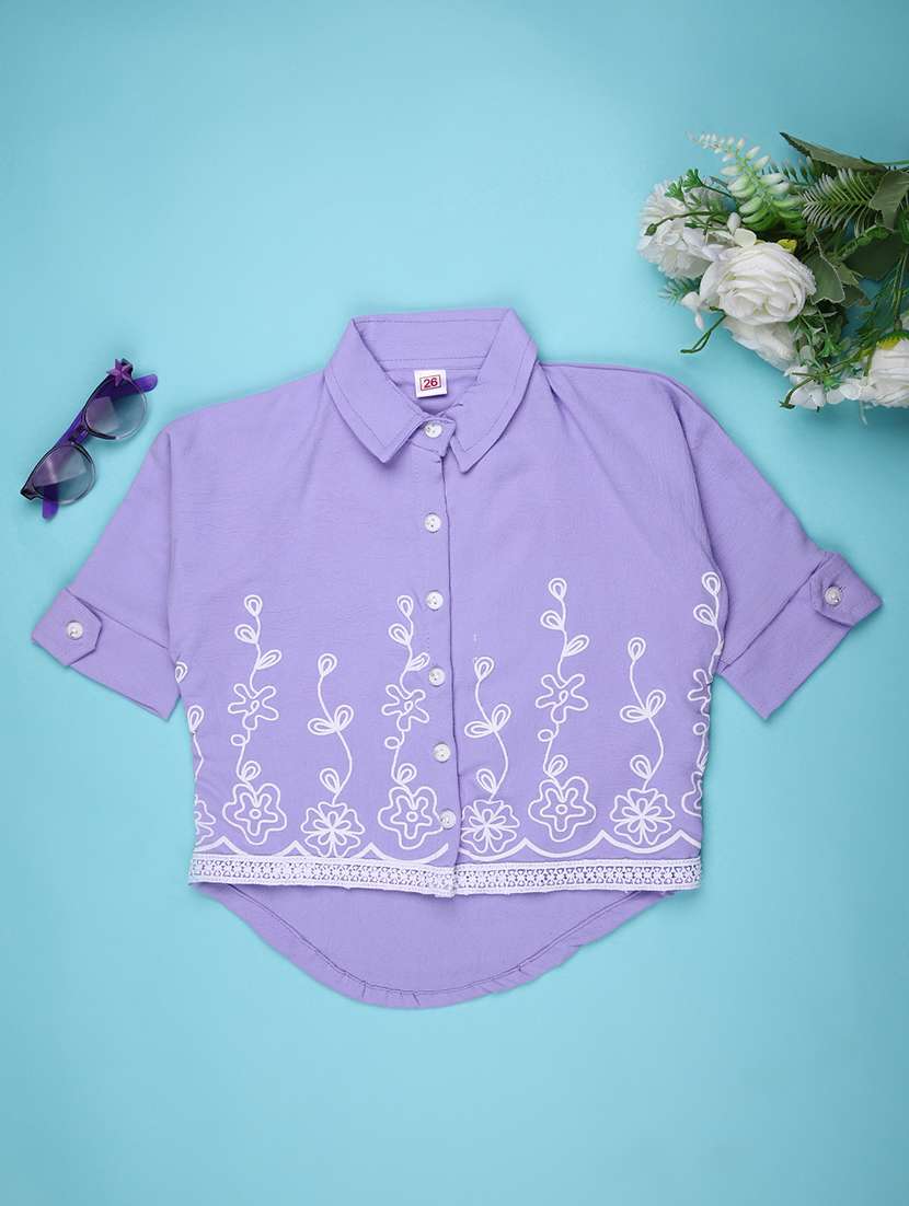 girls solid with work short sleeve top