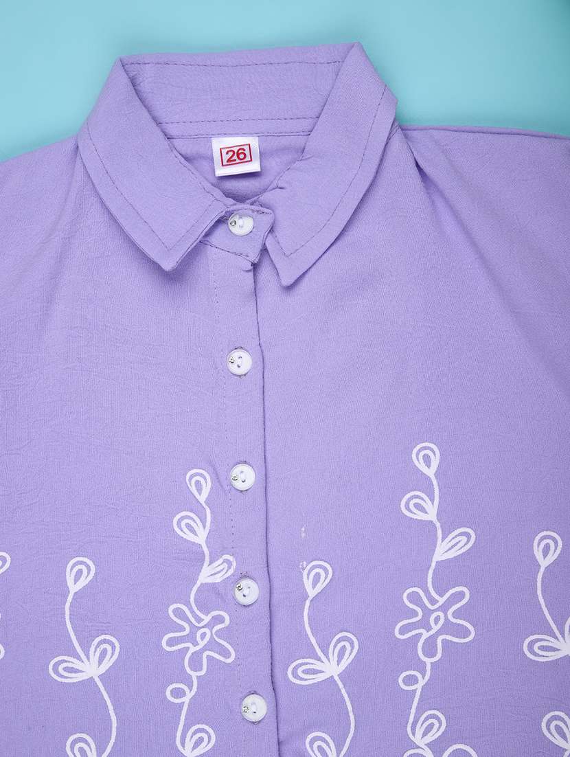 girls solid with work short sleeve top - 22074879 -  Standard Image - 3