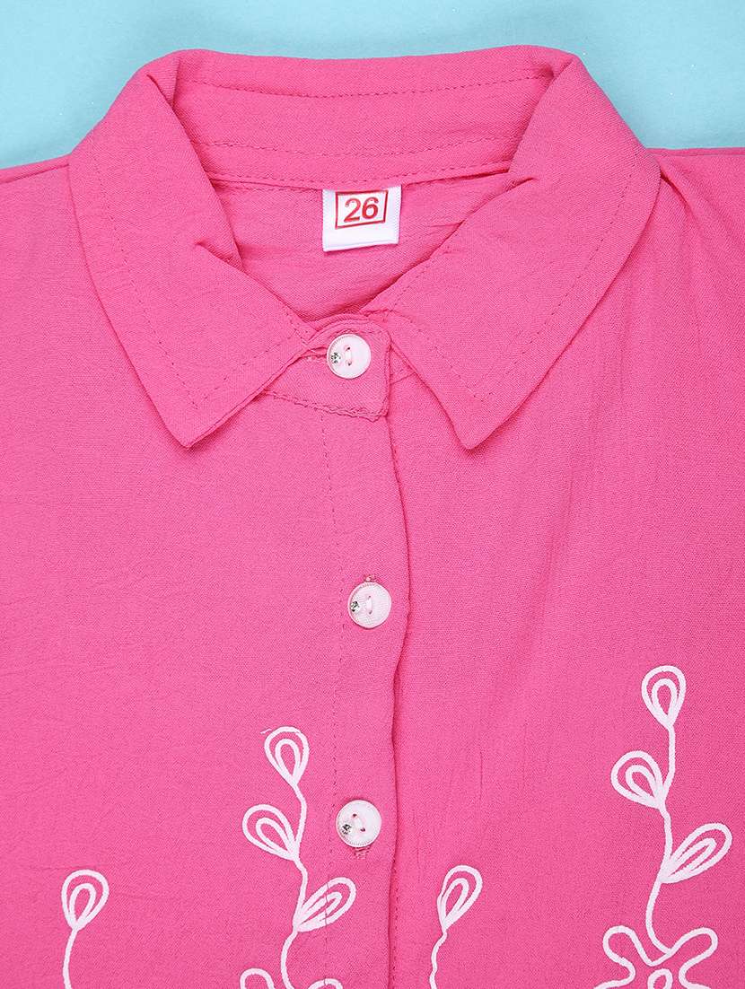 girls solid with work short sleeve top - 22074881 -  Standard Image - 3