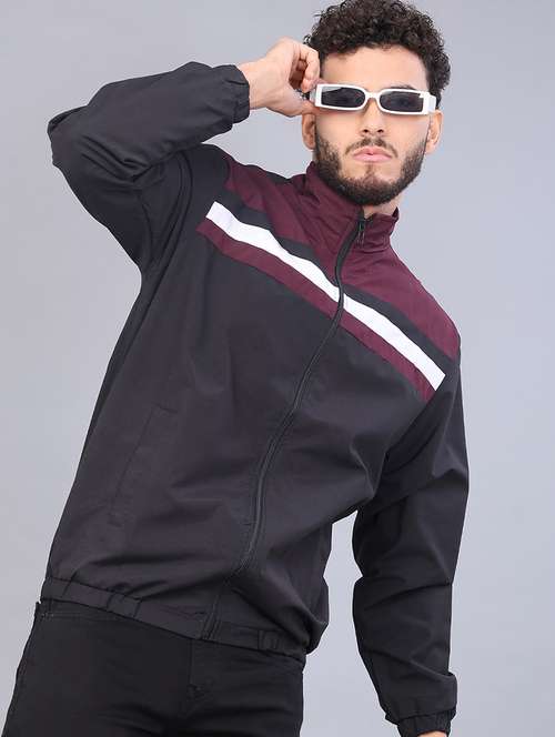 men color block long sleeve regular fit casual jacket - 22074935 -  Standard Image - 0