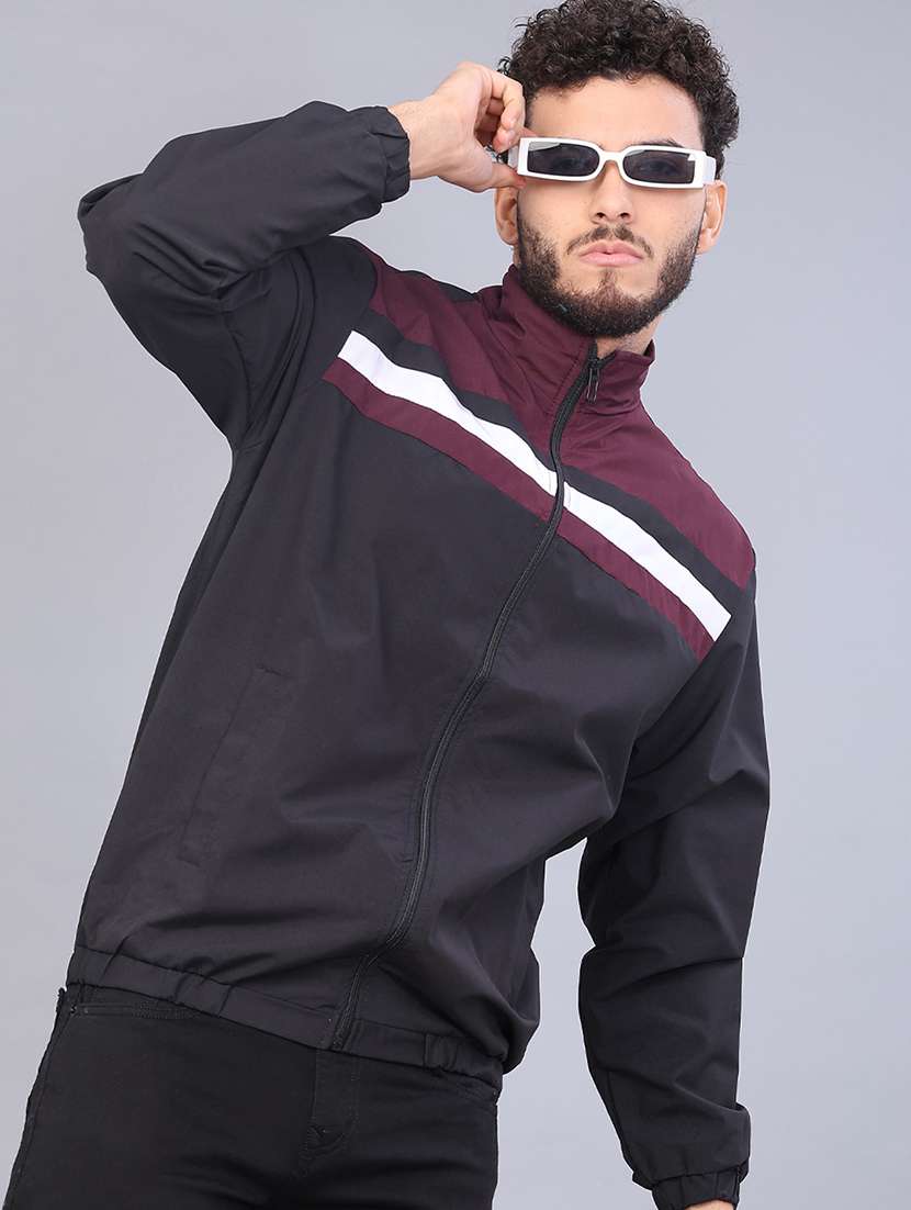 men color block long sleeve regular fit casual jacket - 22074935 -  Zoom Image - 0