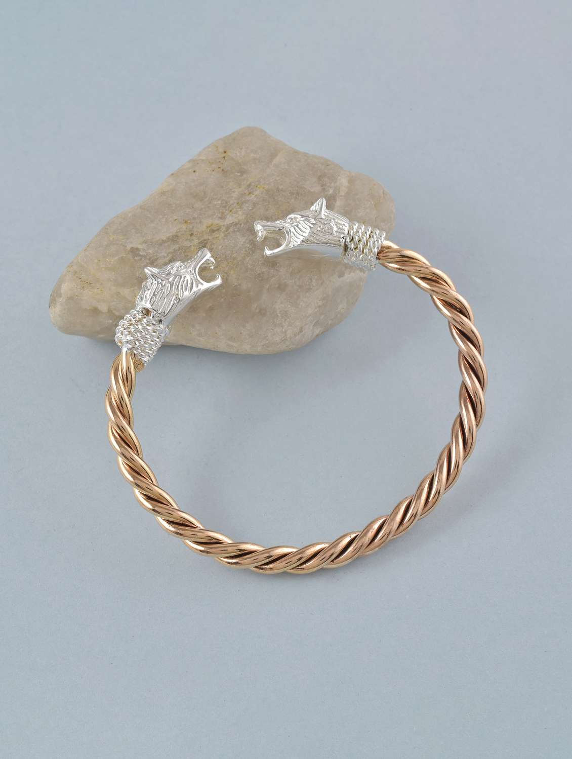 brass rose gold plated silver head kada 