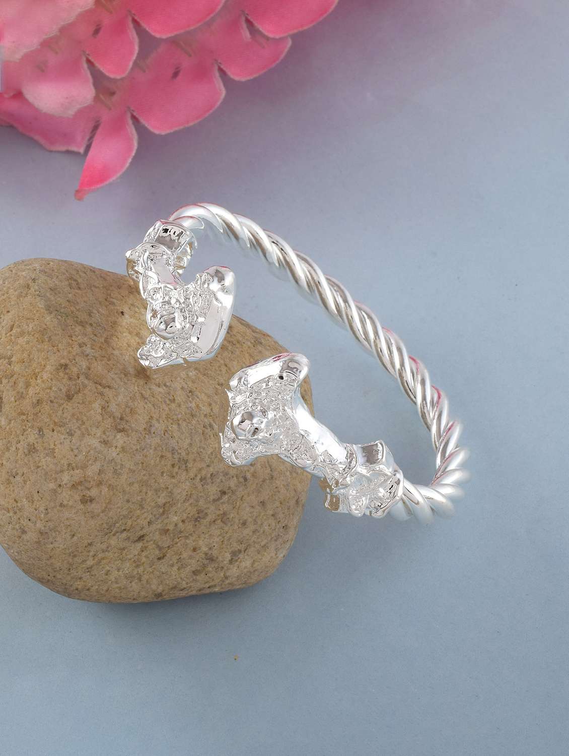 brass anti tarnish silverplated satan skull head kada