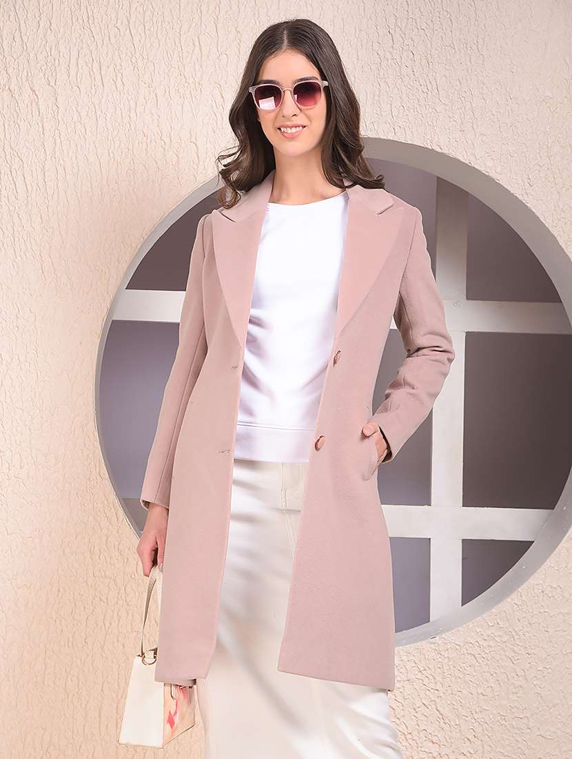 women solid lapel collar long sleeve trench coat - 22075348 -  Zoom Image - 0