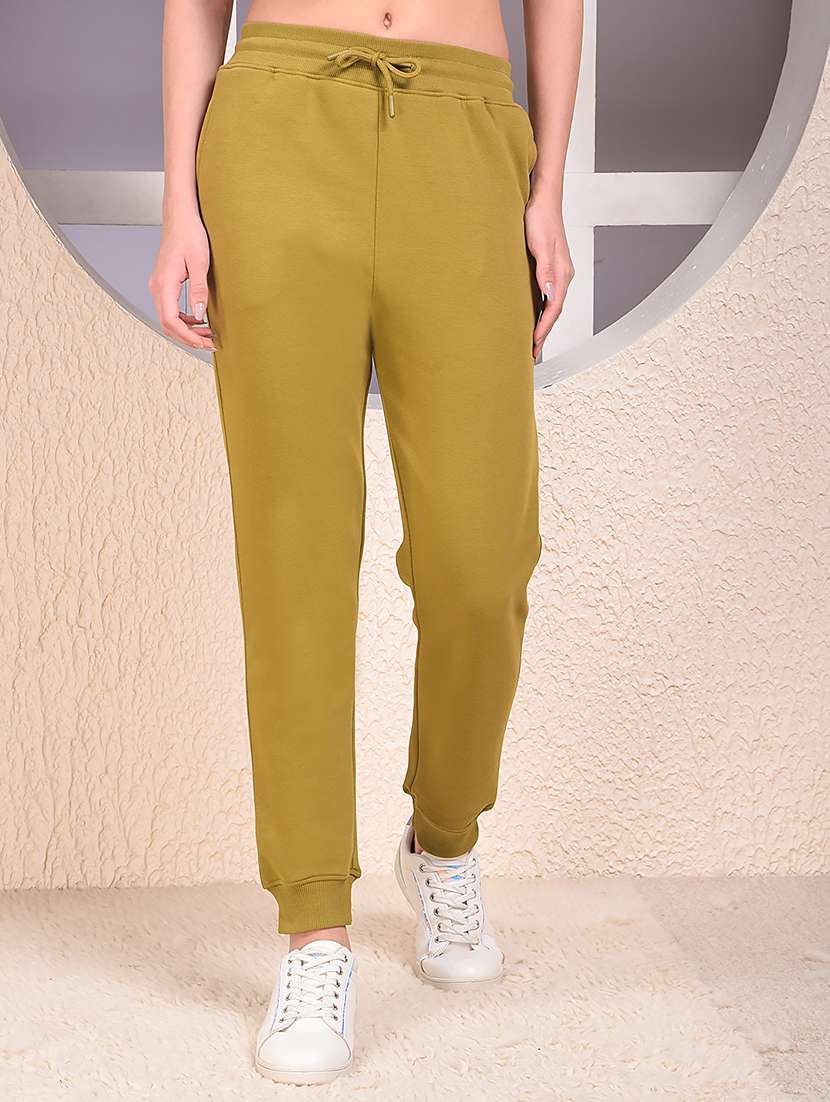 women solid mid rise regular fit jogger