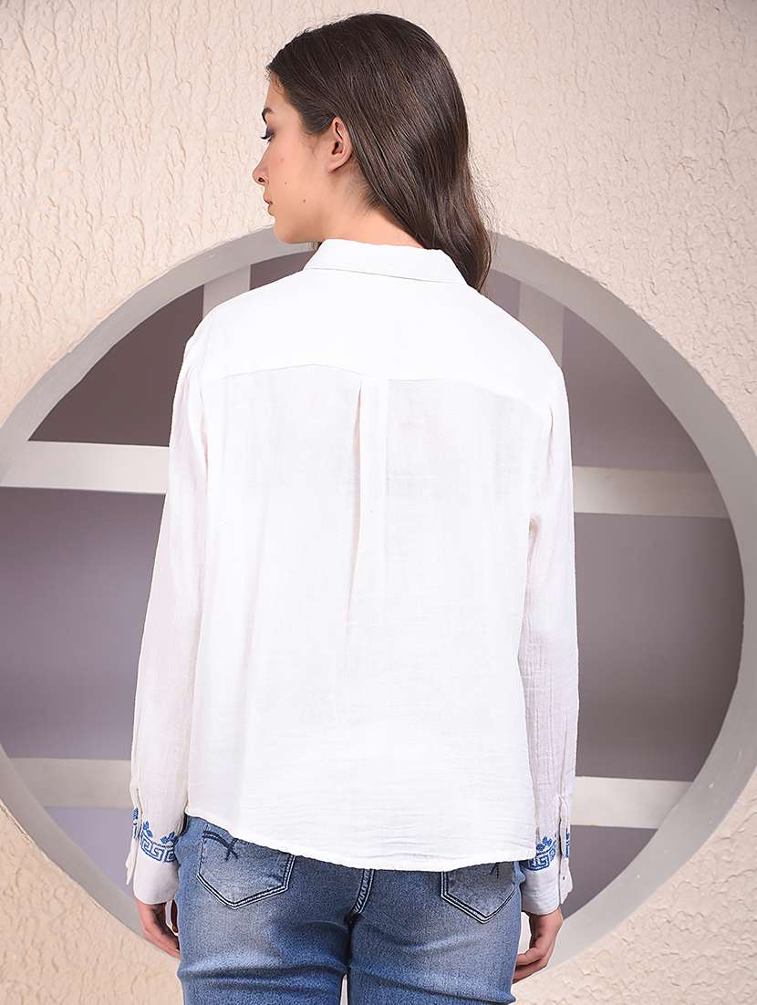women embroidered collared long sleeve shirt - 22075379 - Standard Image - 3