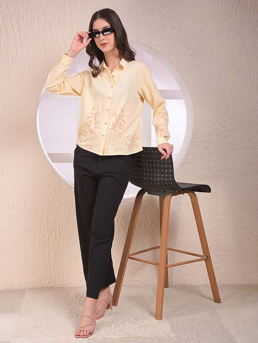 women embroidered collared long sleeve shirt - 22075380 - Standard Image - 5