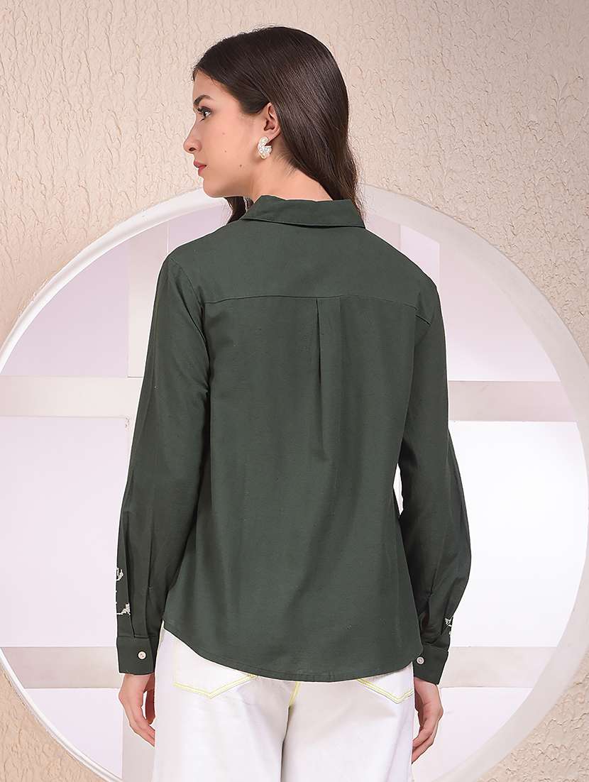 women embroidered long sleeve collared shirt - 22075381 -  Standard Image - 3