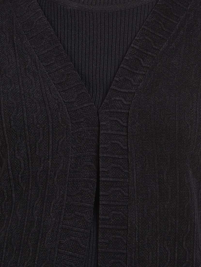 women black solid long sleeve shrug - 22075391 - Standard Image - 5