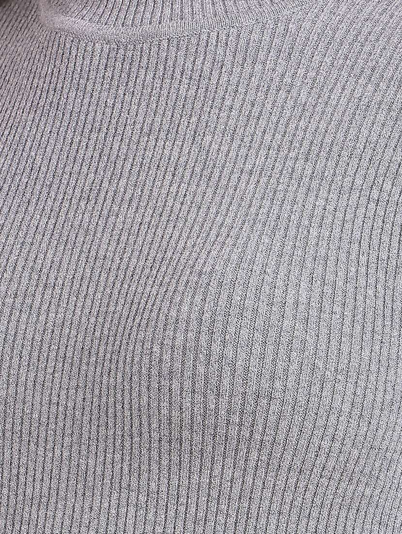 women grey solid long sleeve pullover - 22075394 -  Standard Image - 5