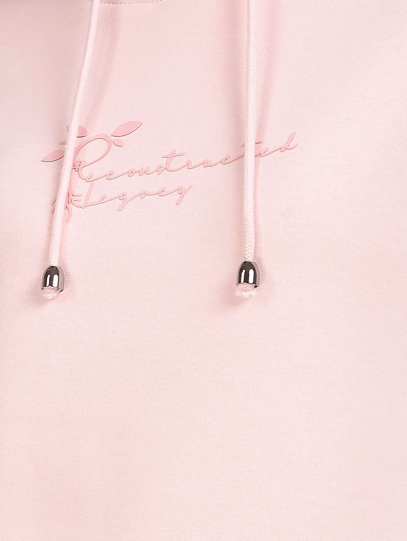 women chest print long sleeve hooded sweatshirt - 22075408 -  Standard Image - 5