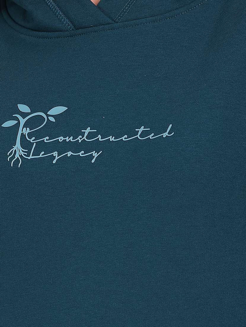 women chest print long sleeve hooded sweatshirt - 22075409 -  Standard Image - 5