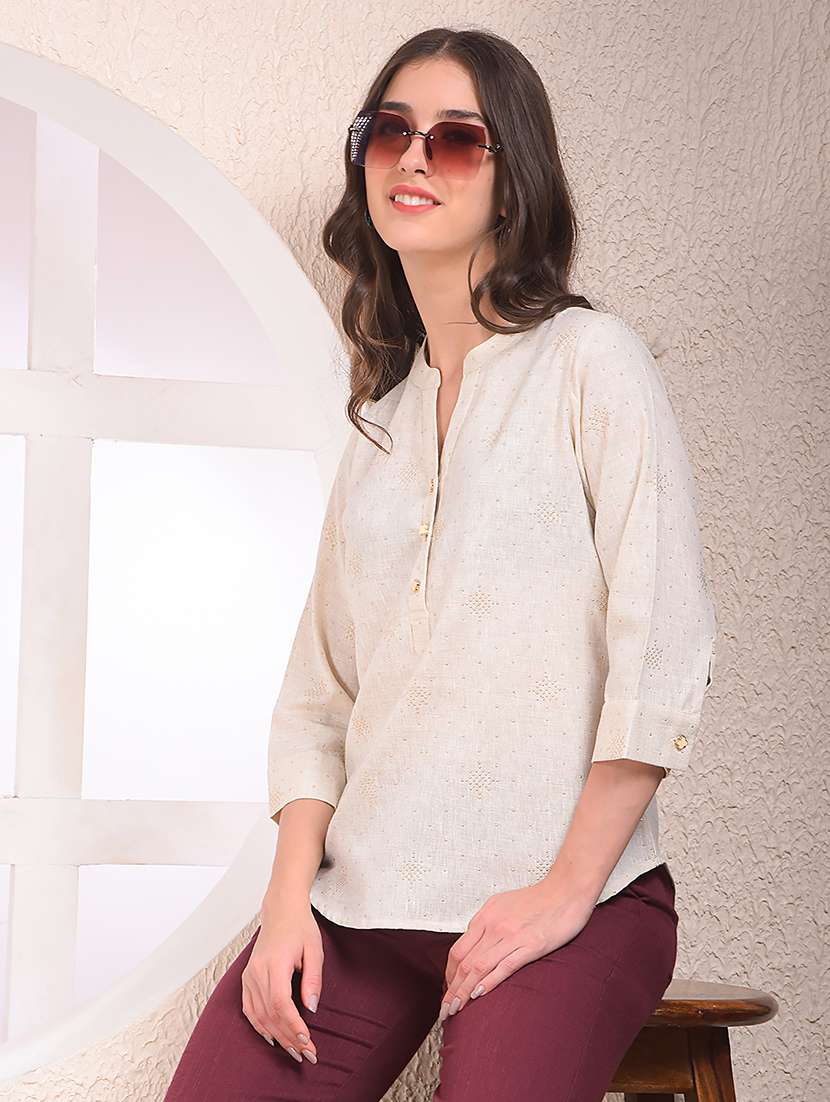 women embellished three quarter sleeve regular top - 22075433 -  Zoom Image - 0