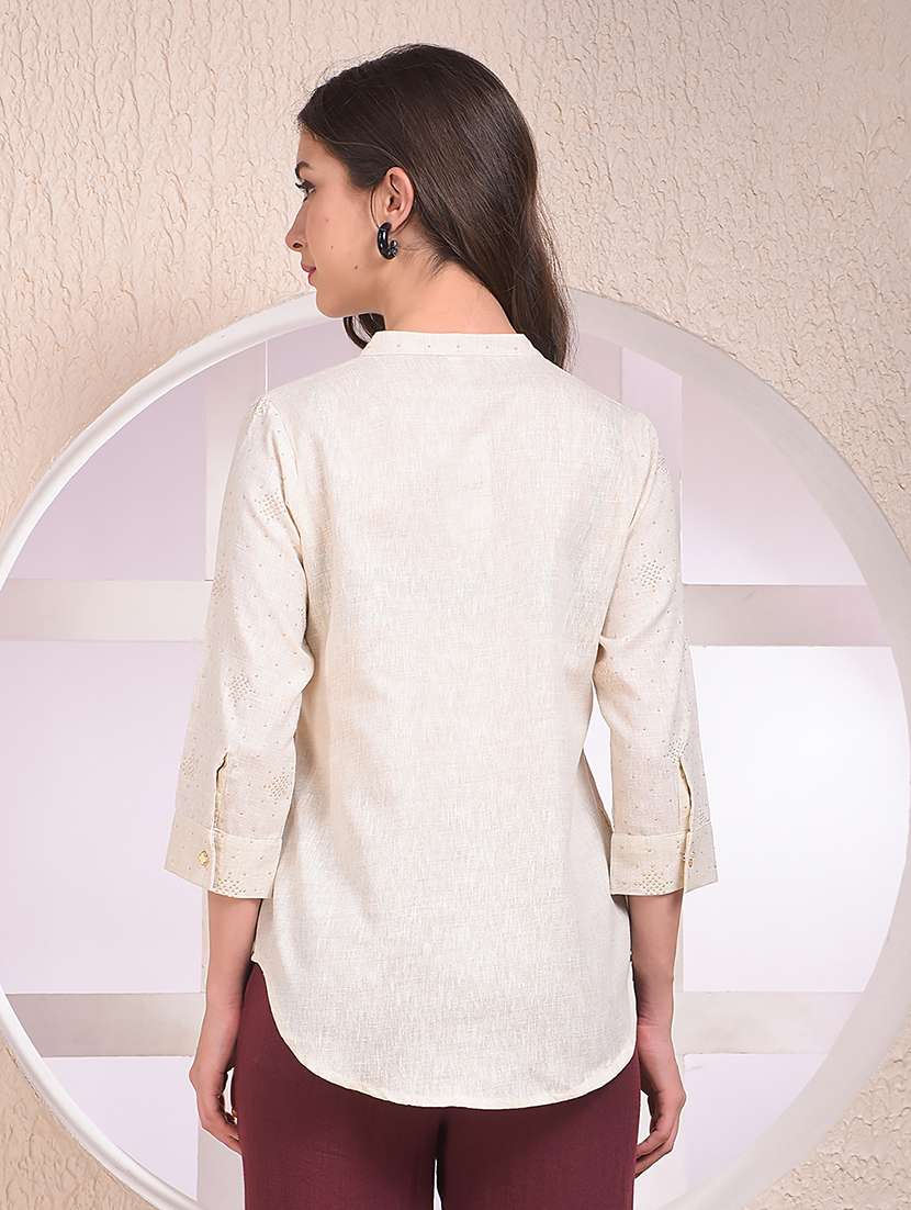 women embellished three quarter sleeve regular top - 22075433 - Standard Image - 3