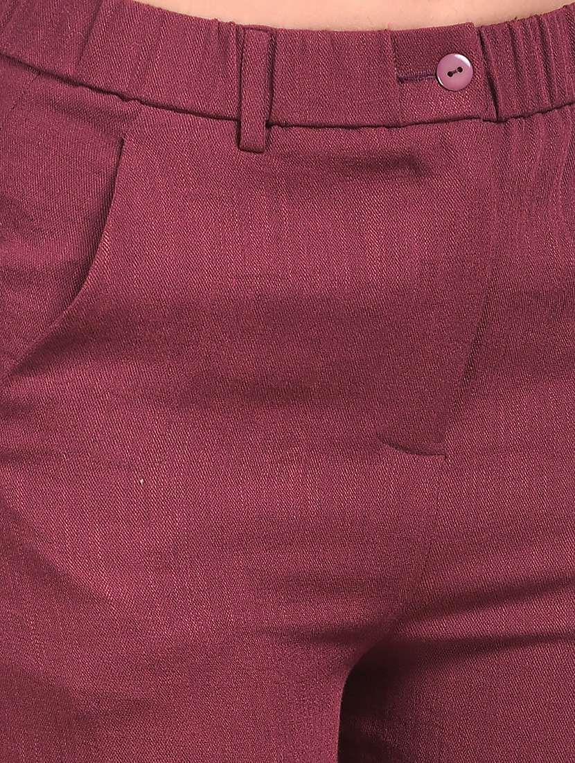 women solid mid rise straight trouser - 22075440 -  Standard Image - 5