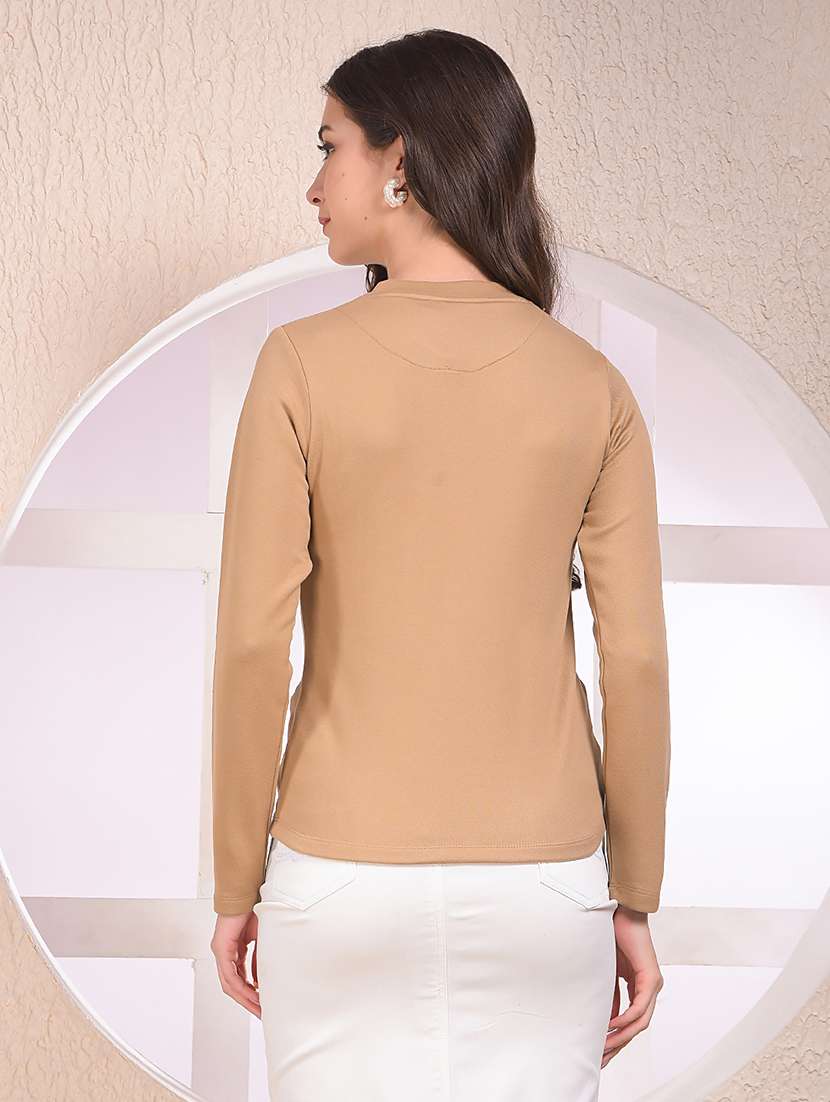 women solid round neck long sleeve sweatshirt - 22075441 -  Standard Image - 3