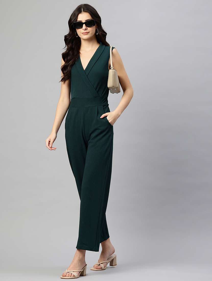 women solid sleeveless full length jumpsuit