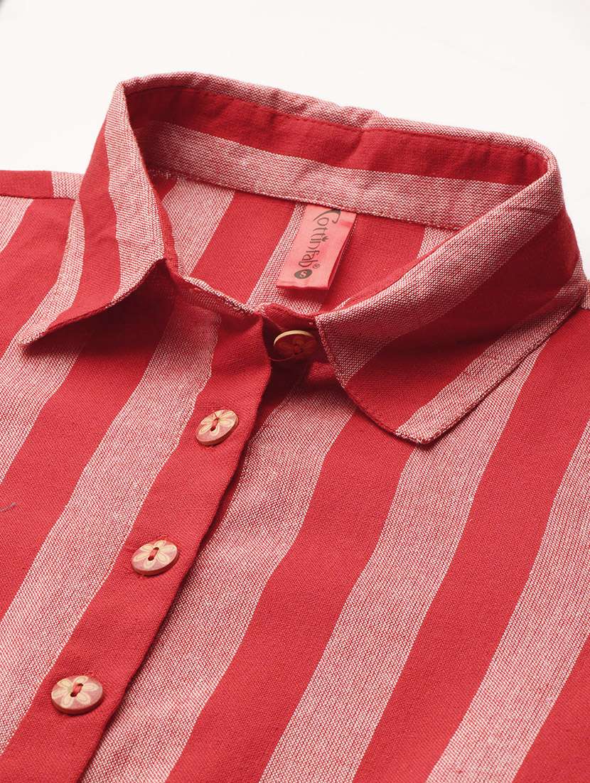 women striped short sleeve collared jumpsuit - 22075464 - Standard Image - 3