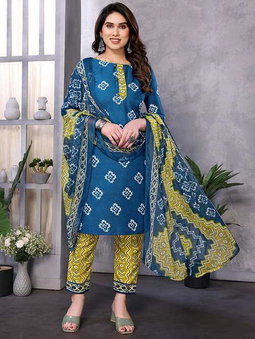 women printed unstitched suit set - 22075576 - Standard Image - 0