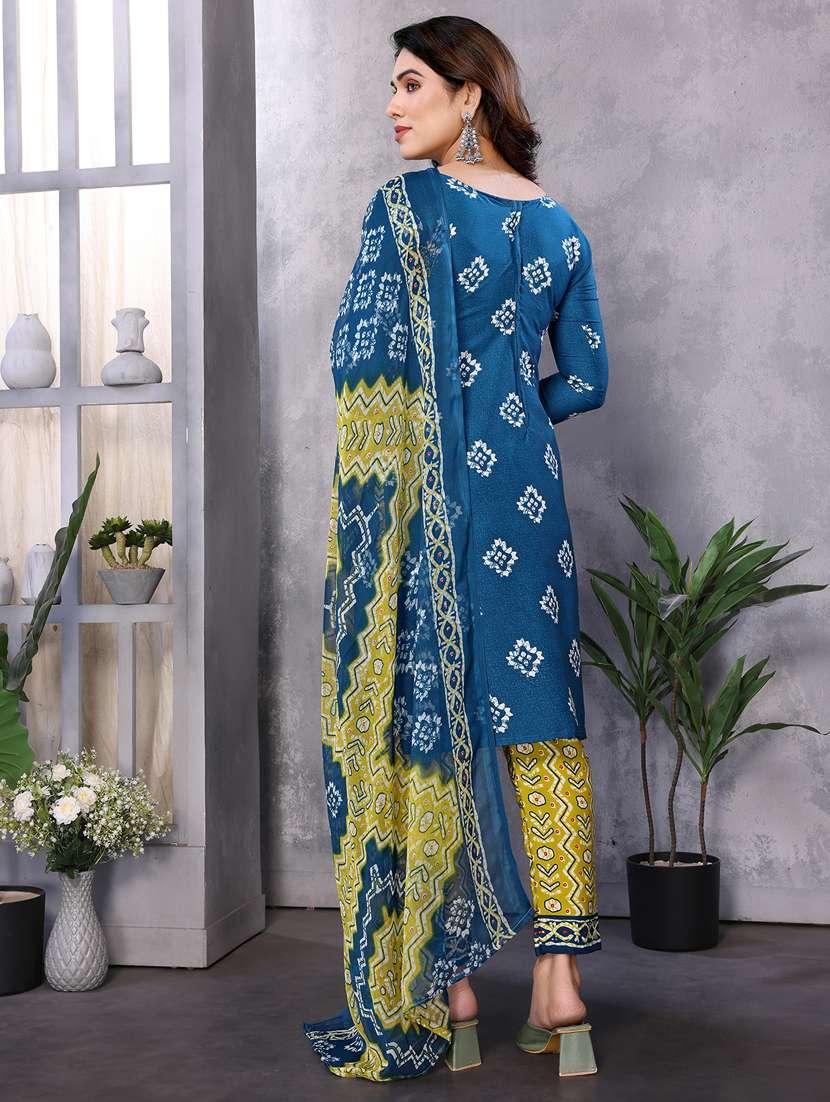 women printed unstitched suit set - 22075576 - Standard Image - 3