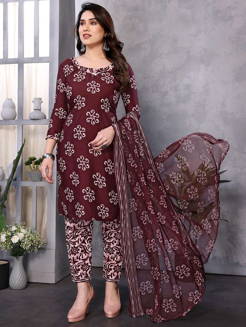 women printed unstitched suit set - 22075579 - Standard Image - 3