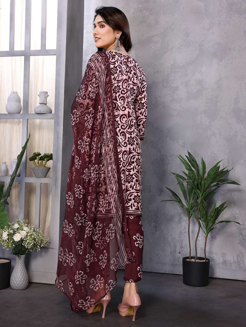 women printed unstitched suit set - 22075580 - Standard Image - 3