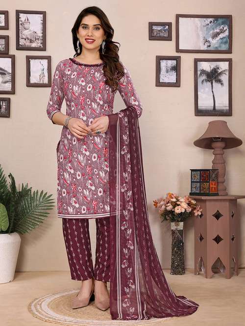 women floral printed unstitched suit set - 22075588 - Standard Image - 0