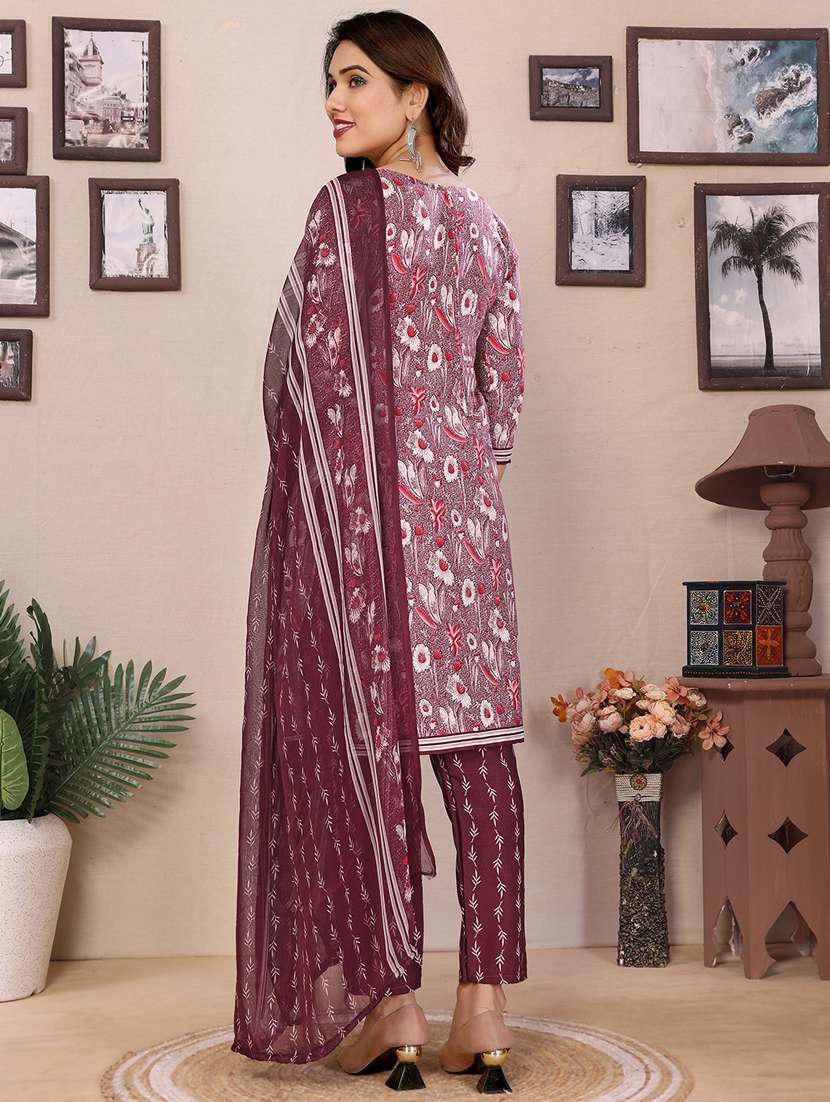 women floral printed unstitched suit set - 22075588 - Standard Image - 3