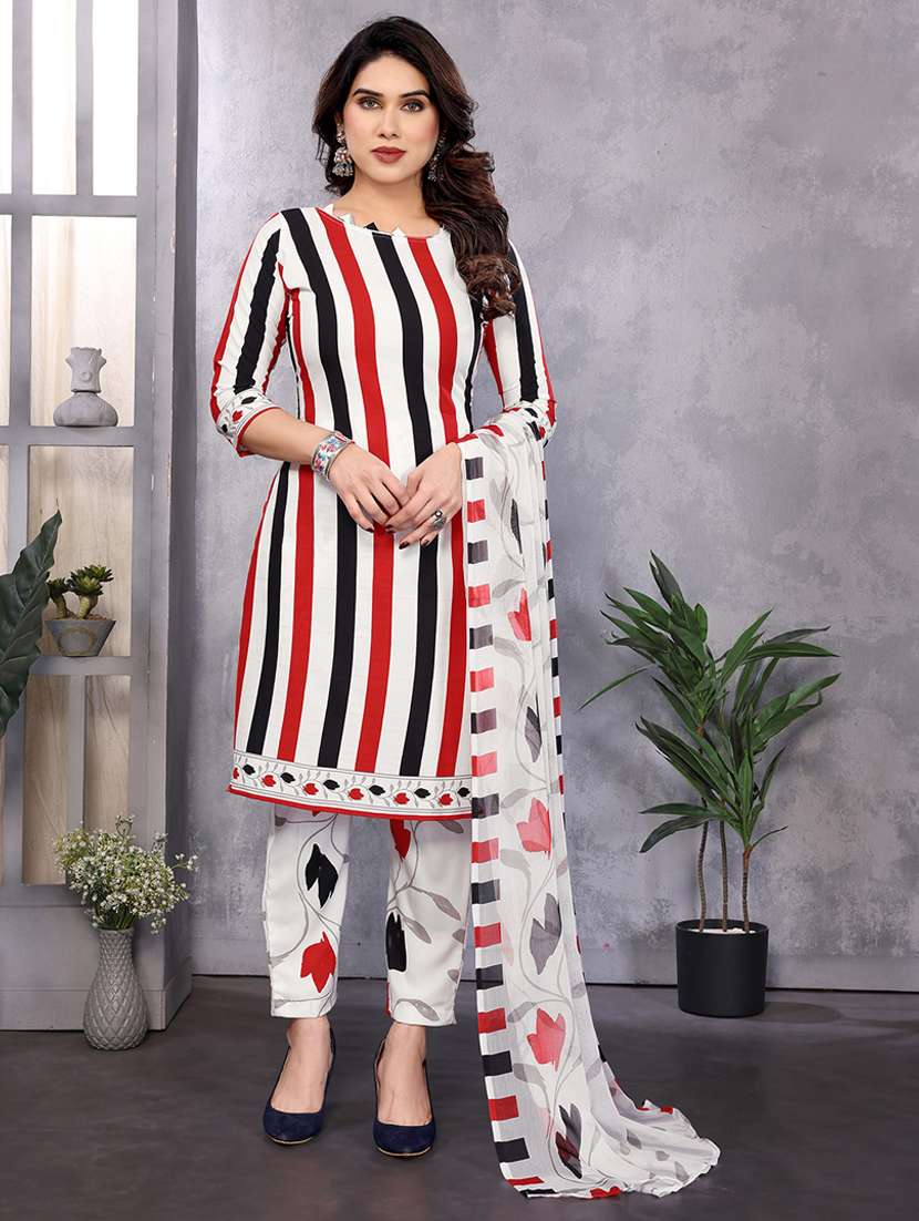 women striped unstitched suit set