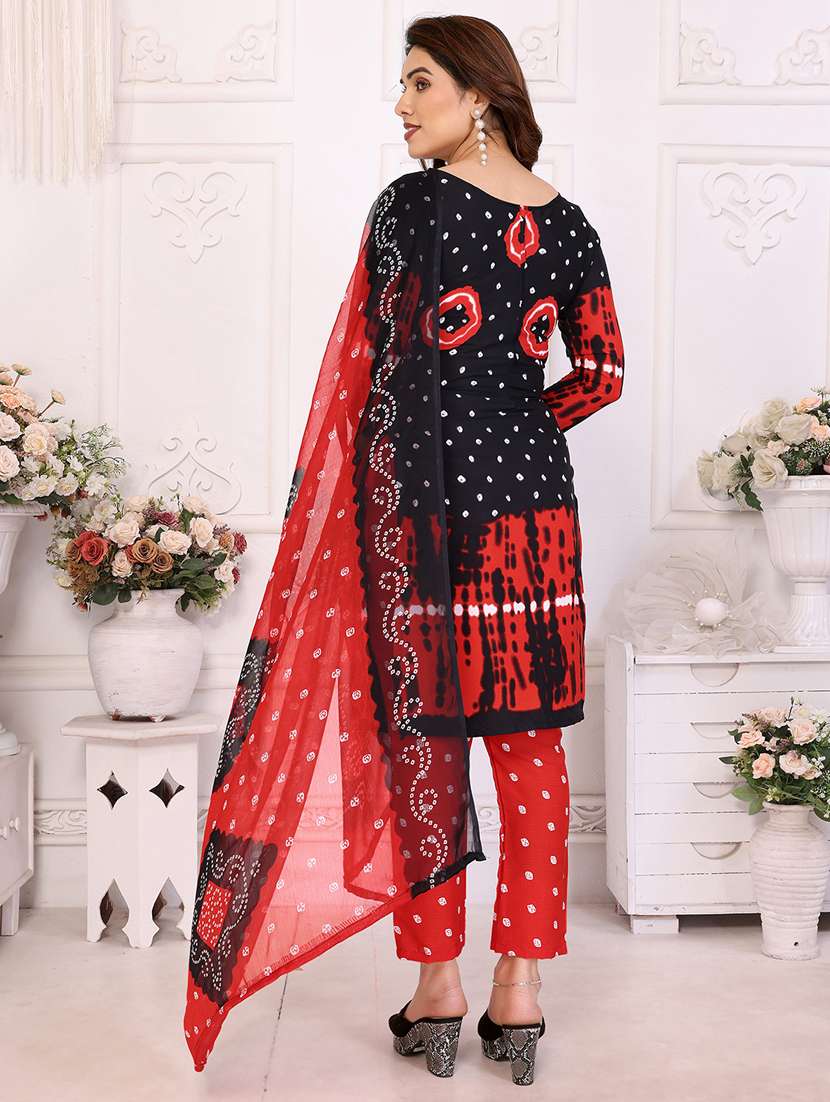 women bandhani printed unstitched suit set - 22075608 -  Standard Image - 3