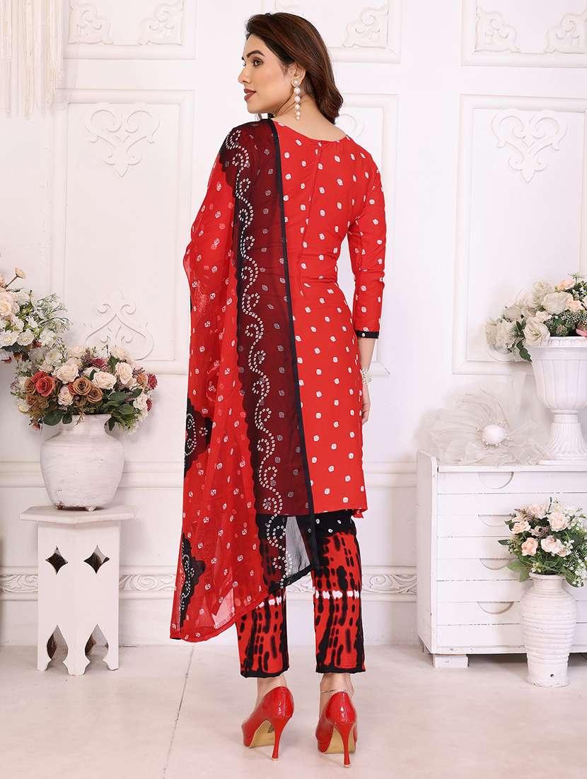 women bandhani printed unstitched suit set - 22075609 -  Standard Image - 3
