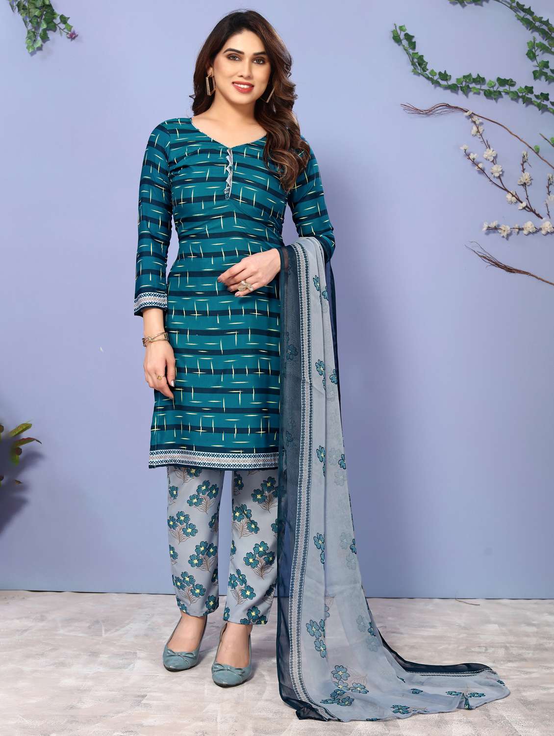 women printed unstitched suit set - 22075617 - Zoom Image - 0