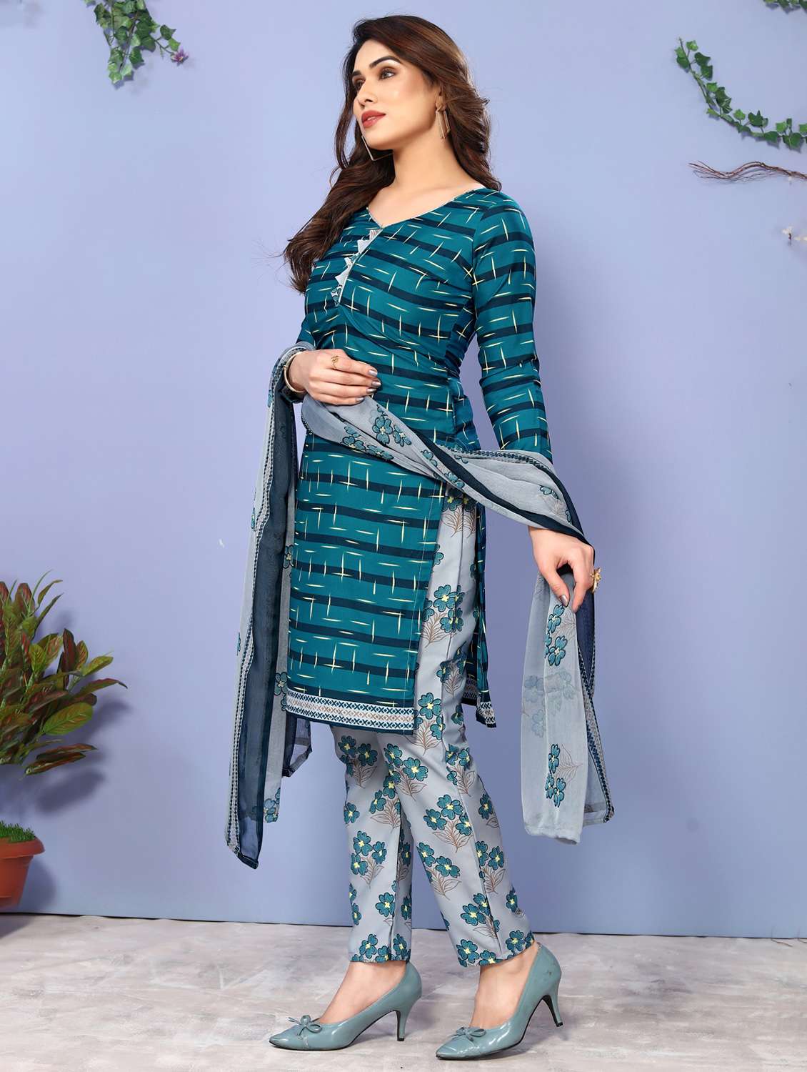women printed unstitched suit set - 22075617 - Standard Image - 3