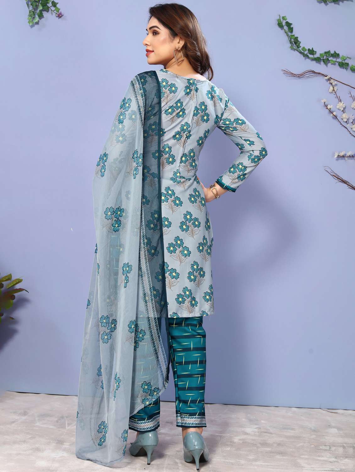 women floral printed unstitched suit set - 22075618 - Standard Image - 3