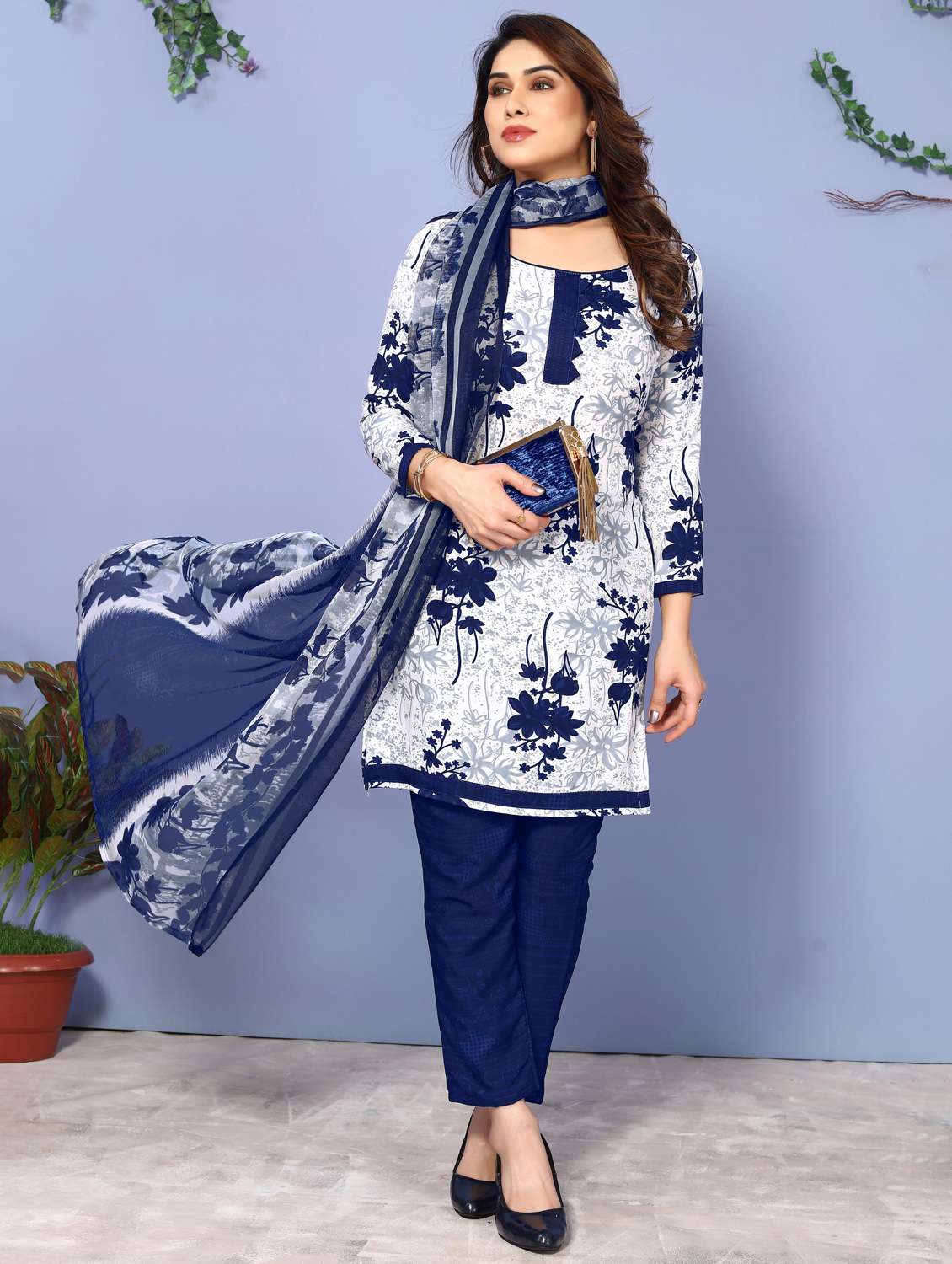 women floral printed unstitched suit set - 22075620 -  Standard Image - 3