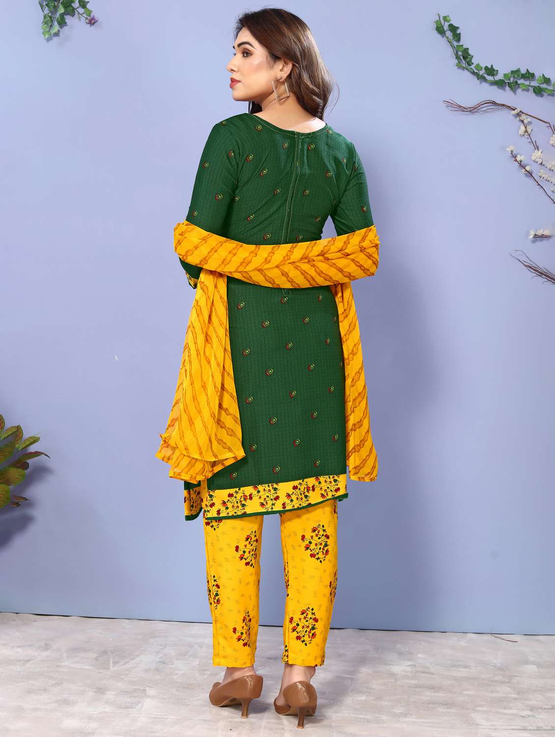 women printed unstitched suit set - 22075621 - Standard Image - 3