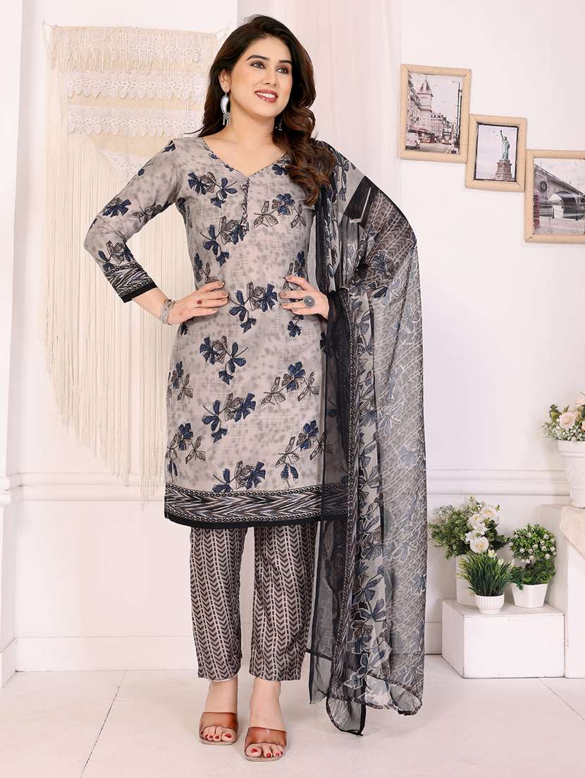 women floral printed unstitched suit set