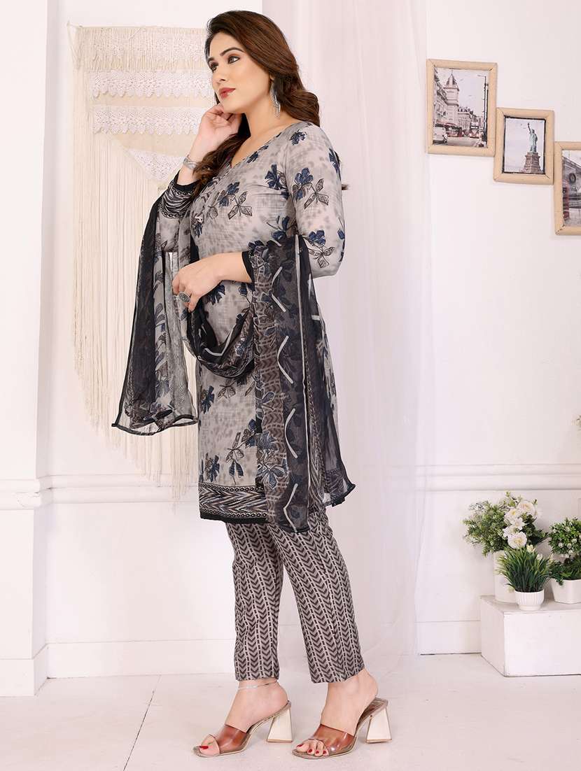 Women Floral Printed Unstitched Suit Set - 22075627 -  Standard Image - 3