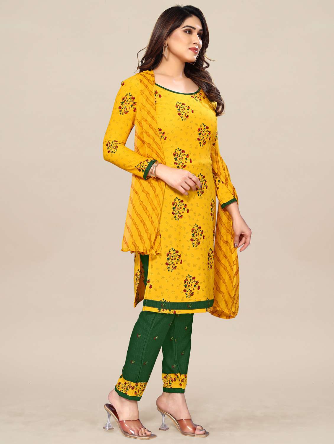 women floral printed unstitched suit set - 22075724 - Standard Image - 3
